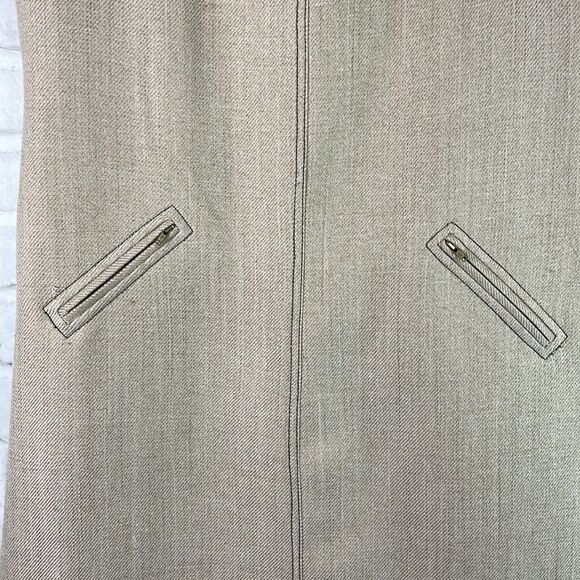 Karin Stevens Dress Cap Sleeve Tan with Zip Pockets Scoop Neck Size 10 - Picture 4 of 8